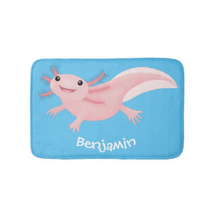 Tapete De Banheiro Exolotl branco rosa feliz