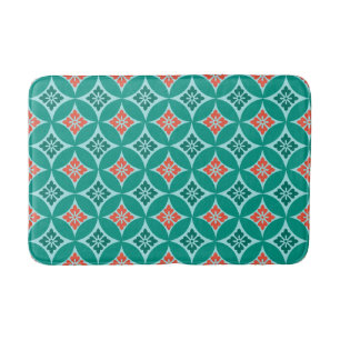 Tapete De Banheiro Expedição com Motif Flor, Turquesa e Coral