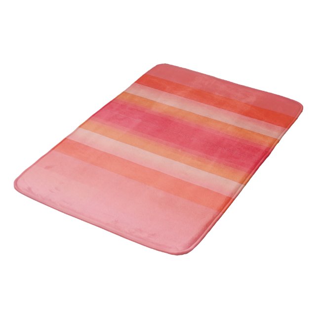 Tapete De Banheiro faixas de gradiente cor-de-rosa e laranja (Angulado)