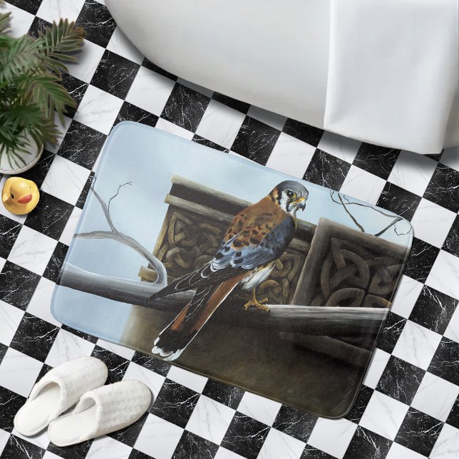 Tapete De Banheiro Falcão Americano Kestrel Nó Celta Vida Selvagem (Criador carregado)