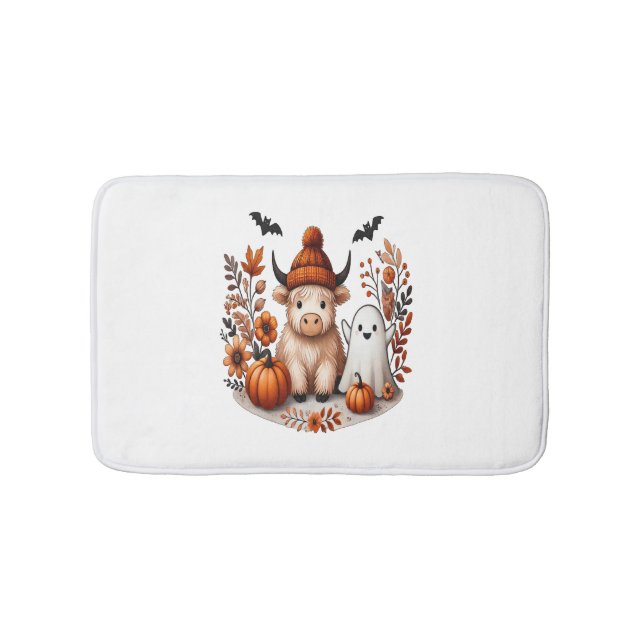 Tapete De Banheiro Fall Highland Cow Ghost , outono (frente)