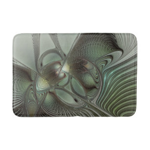 Tapete De Banheiro Fantasia de Arte Fractal da Cinza Olive Sage