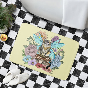 Tapete De Banheiro Fantasia Floral de Gato Fada Tabby Pastel Capricho