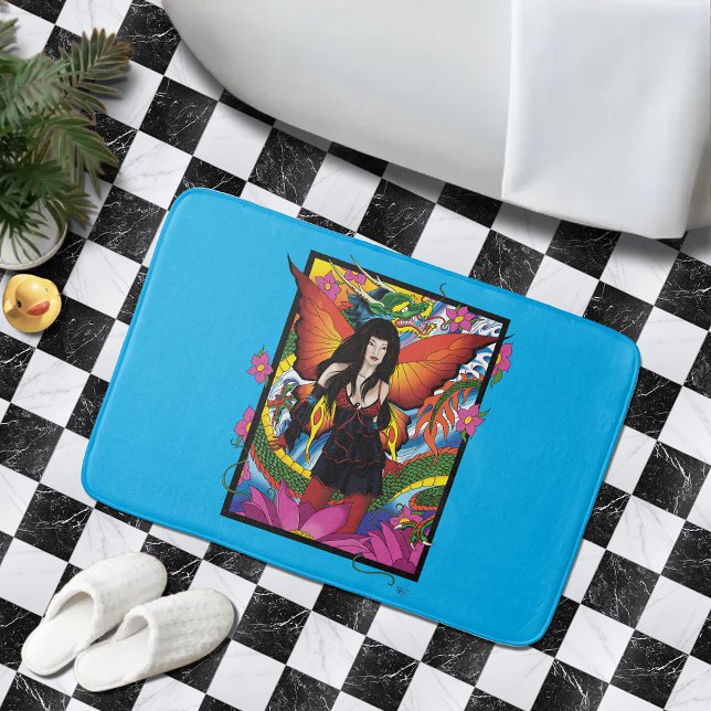 Tapete De Banheiro Fantasia Gótica Azul Mística Fada Dragão (Criador carregado)