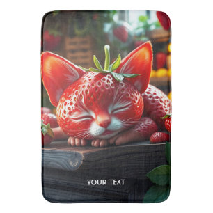 Tapete De Banheiro Fantasia Morango Fofo Gatinho Adorável