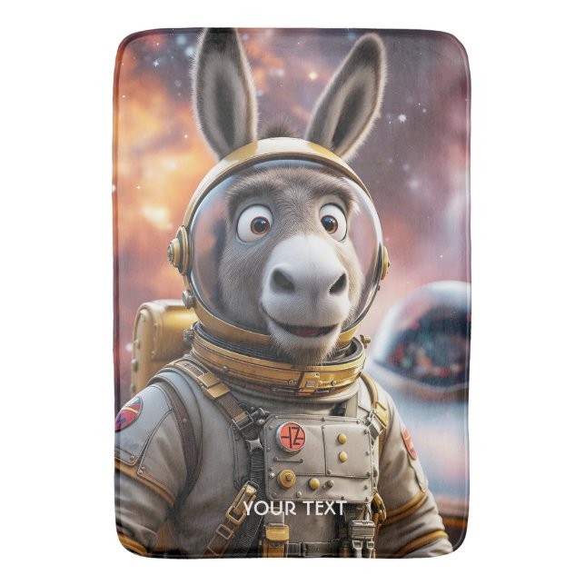 Tapete De Banheiro Fantasy Cute Donkey Astronauta Space (Frente Vertical)