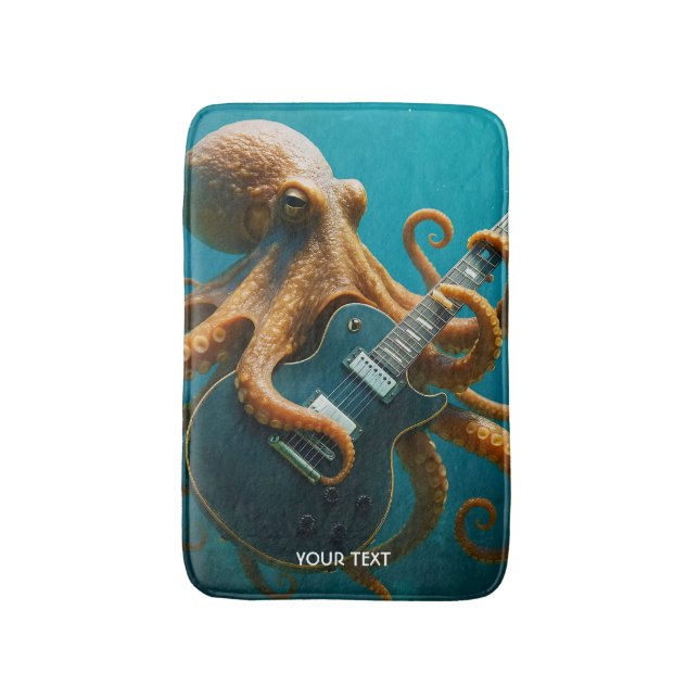 Tapete De Banheiro Fantasy Cute Octopus Tocando Violão (Frente Vertical)