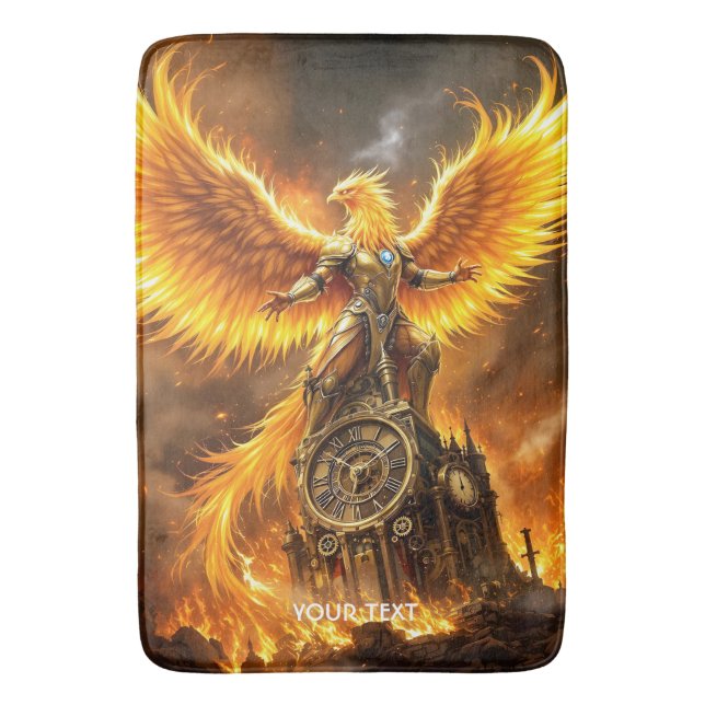Tapete De Banheiro Fantasy Cute Steampunk Flames Phoenix (Frente Vertical)