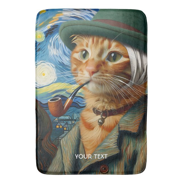 Tapete De Banheiro Fantasy Cute Van Gogh Hat (Frente Vertical)