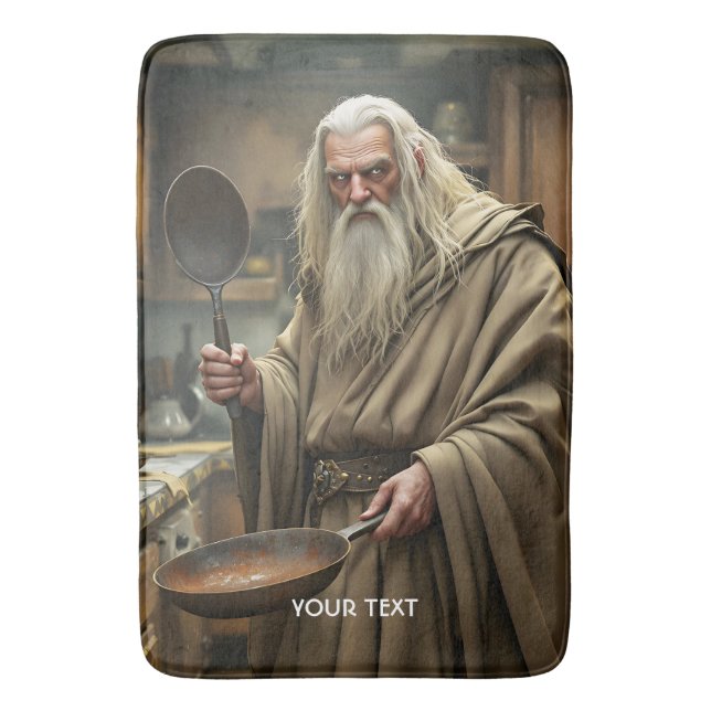 Tapete De Banheiro Fantasy Cute Wizard Frying Pan (Frente Vertical)