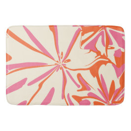 Tapete De Banheiro Fantasy Floral - Rosa, Laranja e Creme