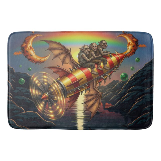 Tapete De Banheiro Fantasy Image 3 Trolls On A Retro Rocket (Frente)