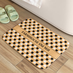 Tapete De Banheiro Farmhouse Geométrico Clay Black Bath Mat