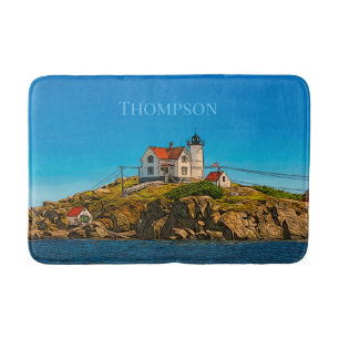 Tapete De Banheiro Farol de Nubble Maine Personalizado Náutico