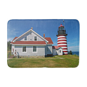 Tapete De Banheiro Farol principal ocidental de Quoddy, Maine