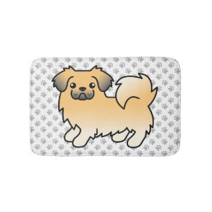 Tapete De Banheiro Fawn Sable Tibetan Spaniel Cute Cartoon Dog & Paws