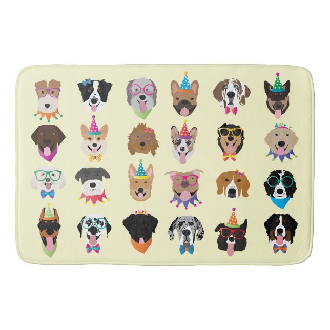 Tapete De Banheiro Feliz Aniversário Cachorro Enfrenta Animais Pawty (Frente)