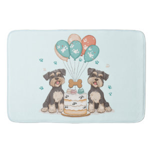 Tapete De Banheiro Feliz Aniversário Schnauzer Cães