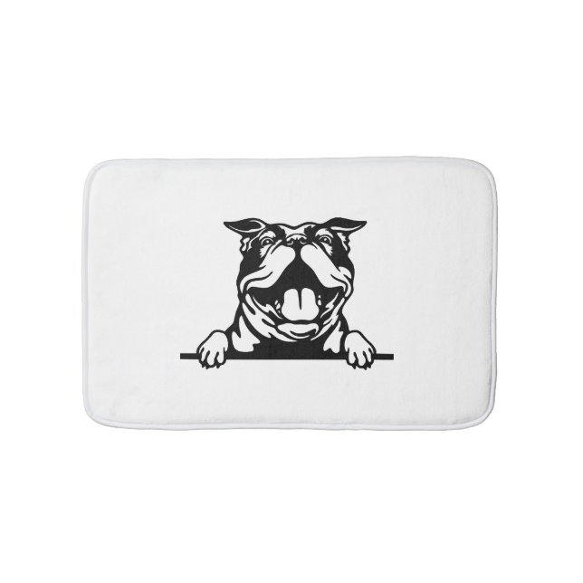 Tapete De Banheiro Feliz Buldogue Engraçado (frente)