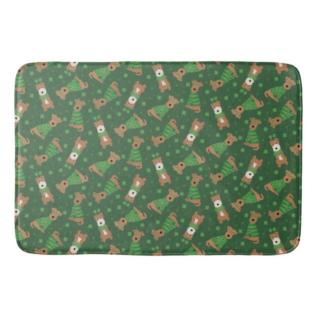 Tapete De Banheiro Feliz Dia de São Patrício Welsh Wire Fox Terrier D (Frente)