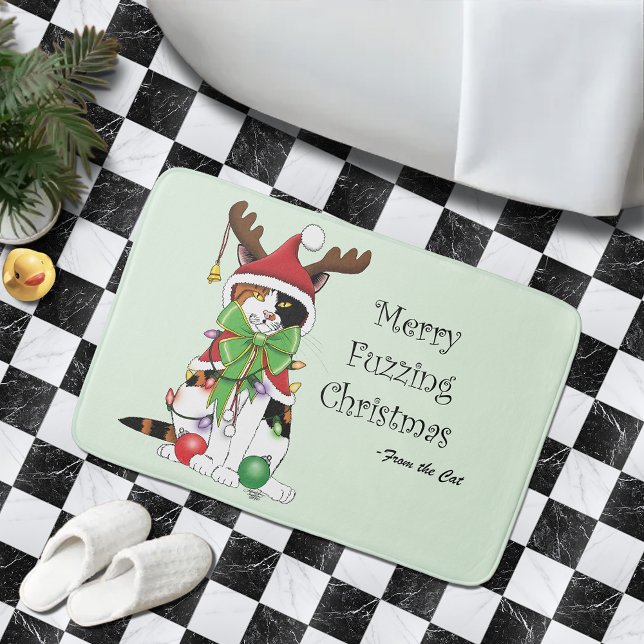Tapete De Banheiro Feliz Natal Calico Cat (Criador carregado)