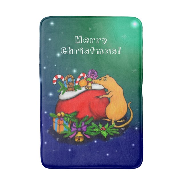 Tapete De Banheiro Feliz Natal com Rat Prince (Frente Vertical)