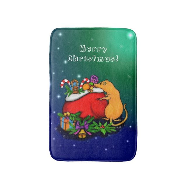 Tapete De Banheiro Feliz Natal com Rat Prince (Frente Vertical)