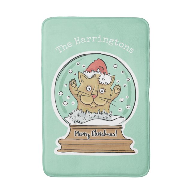 Tapete De Banheiro Feliz Natal Engraçado Gato, macacões de banho com  (Frente Vertical)