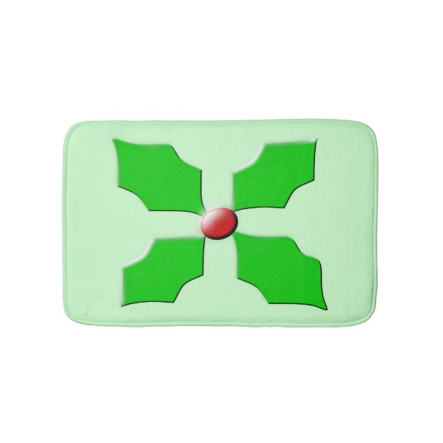 Tapete De Banheiro Feliz Natal Holly Bath Mat (frente)