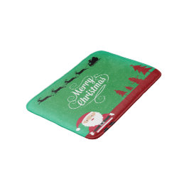 Tapete De Banheiro Feliz Natal Papais noeis Reindeer Snowflakes Verde