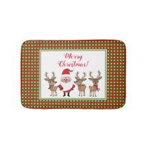 Feliz Natal Xadrez Vermelho Verde Papai Noel Rena