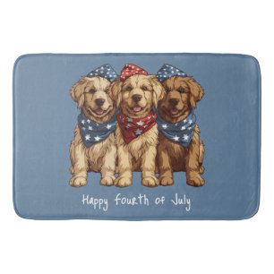 Tapete De Banheiro Feliz Quarto De Julho Cachorros De Retriever Ouros