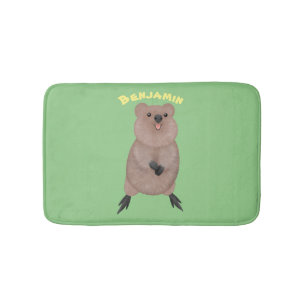 Tapete De Banheiro Feliz sorriso, design de desenho animado de quokka
