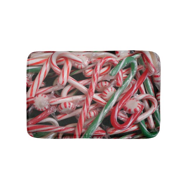 Tapete De Banheiro Feriado de Natal Candy Canes and Peppermints (frente)