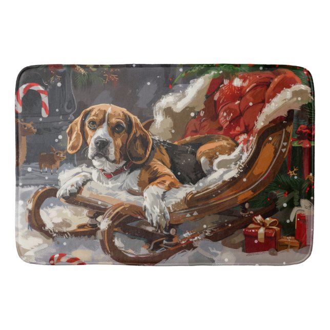 Tapete De Banheiro Festa de Natal do Cão Beagle (Frente)