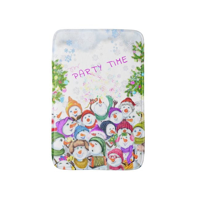 Tapete De Banheiro Festa de Natal Snowmans Bath Mat (Frente Vertical)