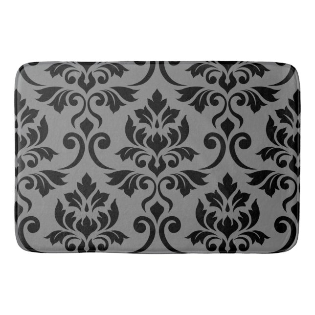 Tapete De Banheiro Feuille Damask Lg Patterno Preto na Cinza (Frente)