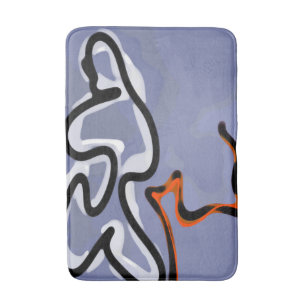 Tapete De Banheiro Figura com Feline: Abstrato azul, laranja, B e W