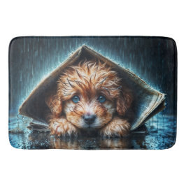 Tapete De Banheiro Filhote molhado e liso que procura calor e confort