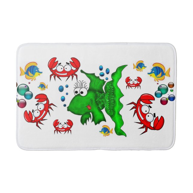 Tapete De Banheiro Fish Crab Beach House Bathroom Bath Mat (Frente)