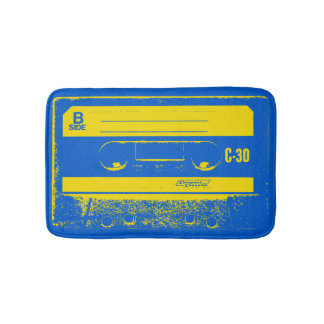 Tapete De Banheiro Fita Cassete Azul e Amarela Retro