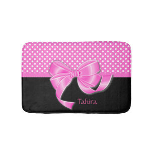 Tapete De Banheiro Fita e bolinhas cor-de-rosa