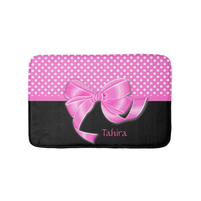 Tapete De Banheiro Fita rosa e Bolinhas (frente)
