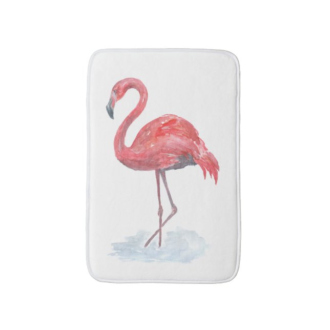 Tapete De Banheiro Flamingo rosa, aquarela. (Frente Vertical)