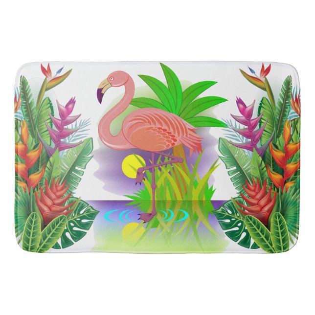 Tapete De Banheiro Flamingo Rosa no Paraíso (Frente)