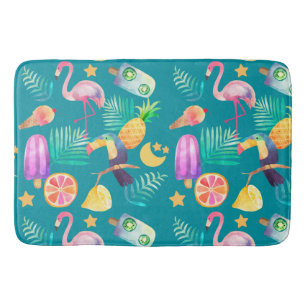 Tapete De Banheiro Flamingo Rosa-Rosa-de-Pássaro-Turim Tropical