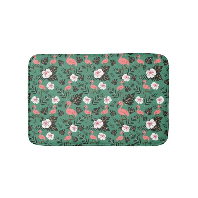 Tapete De Banheiro Flamingo seamless pattern pink on green background (frente)