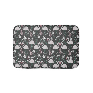 Tapete De Banheiro Flamingo sem soldadura, branco sobre fundo escuro