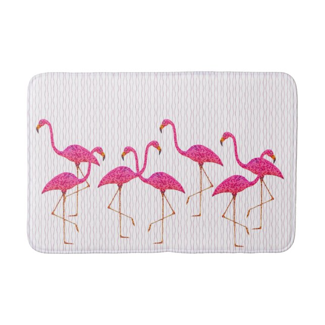 Tapete De Banheiro Flamingos Bath Mat Rosa (Frente)