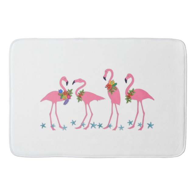 Tapete De Banheiro Flamingos e Estrelas-do-Mar Tema Tropical (Frente)